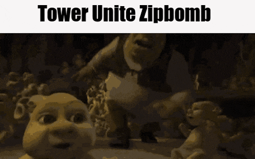 Tower Unite Zipbomb Shrek GIF - Tower Unite Zipbomb Shrek James Pizza GIFs