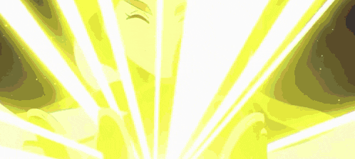 a cartoon character is flying through the air with rays of light coming out of it .