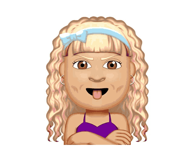 a cartoon of a woman with blonde hair and a headband