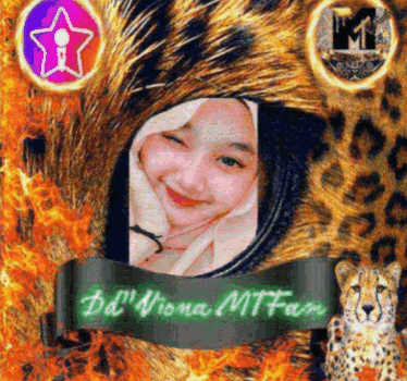 a picture of a girl with a cheetah and a banner that says dd viona mitfam