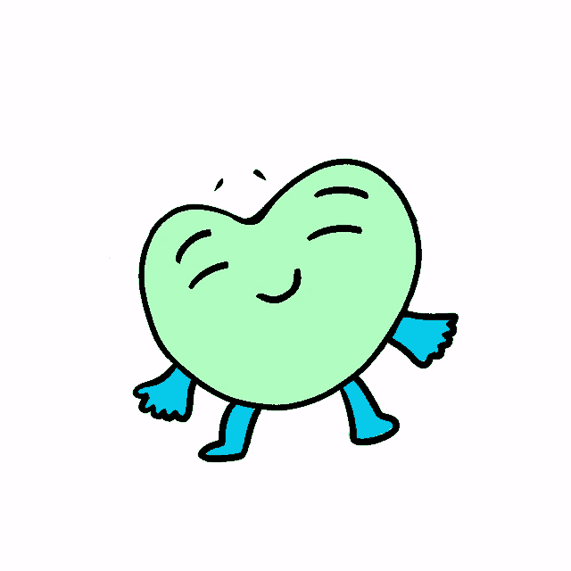 a cartoon drawing of a heart with arms and legs