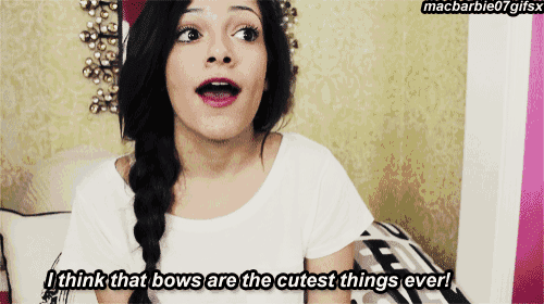 a girl with a braided hair says i think that bows are the cutest things ever