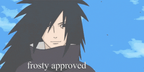 a picture of a cartoon character with the words frosty approved below it