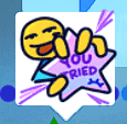 a yellow smiley face is holding a star that says you tried .