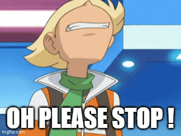 a cartoon character with a bandage on his eye says oh please stop !