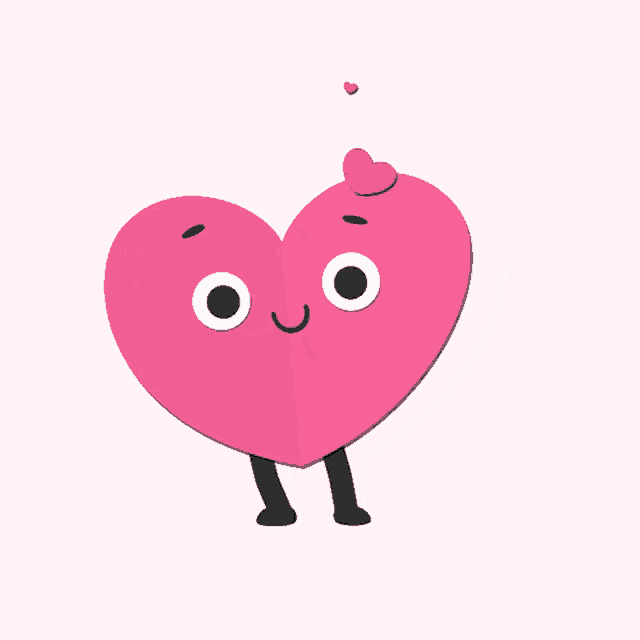 a pink heart with a face and two hearts on it 's head