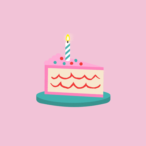 a slice of birthday cake with a candle on top