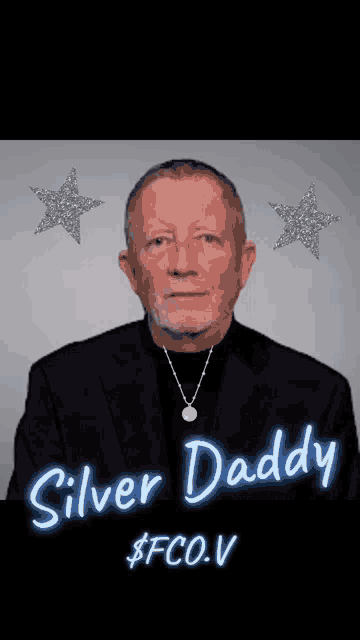 a picture of a man with the name silver daddy on the bottom