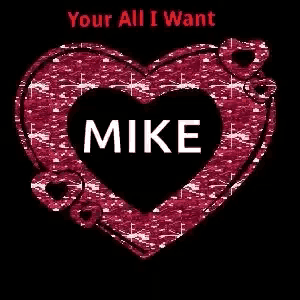 a red heart with the name mike in the middle