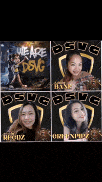 a collage of four pictures with the words we are dsvg on the top