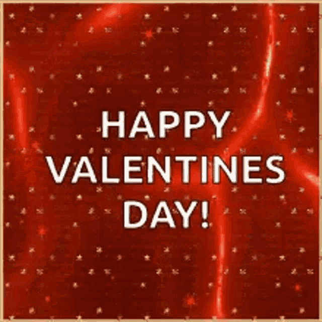 a happy valentine 's day greeting card with a red background and stars