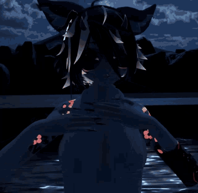 a computer generated image of a woman standing in a body of water
