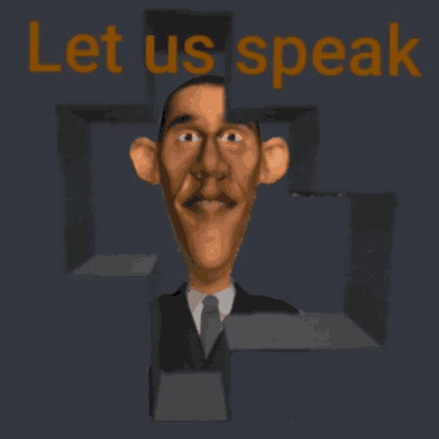 a cartoon of barack obama with the words let us speak below him