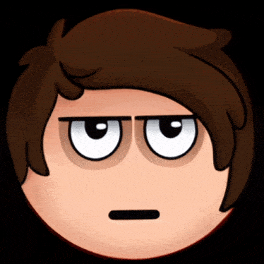 a cartoon face with a serious look on it