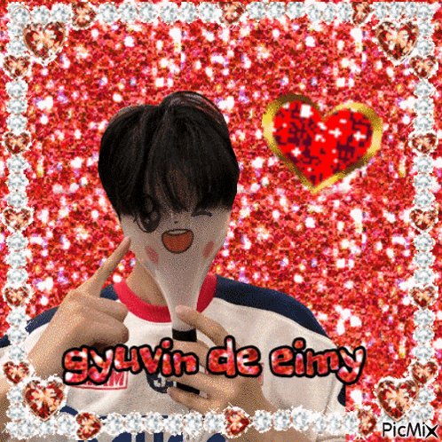 a picture of a boy with a heart in the background and the name eyvin de ciny