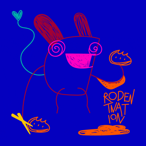 a colorful drawing of a monster with roden that i love written in orange