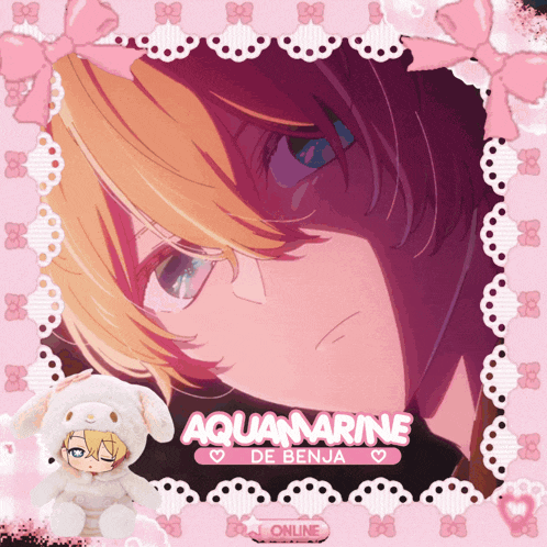 a picture of aquamarine de benja with a pink background