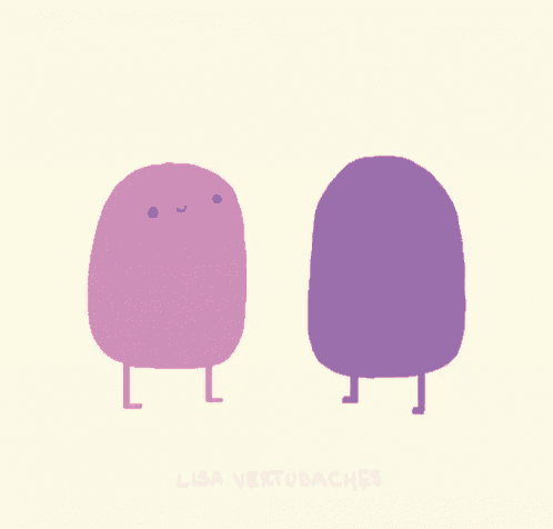 a pink and purple cartoon with the words te amo on it