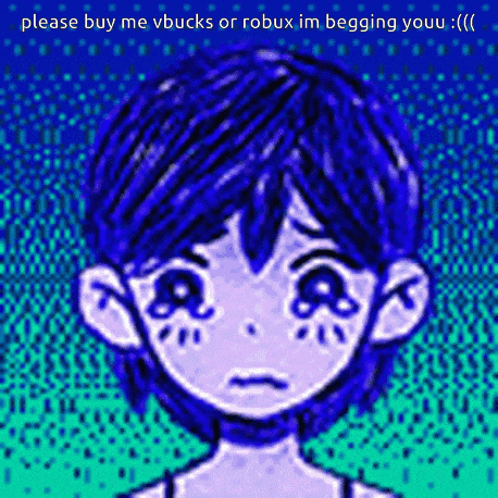 a pixel art drawing of a girl with blue hair
