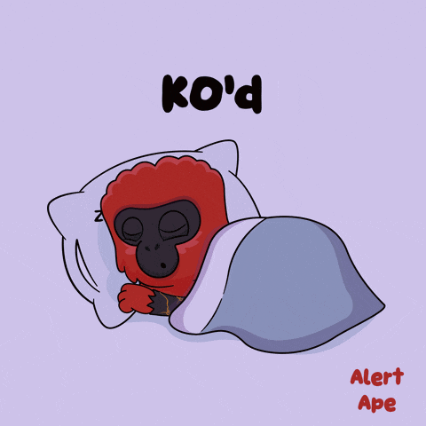 a cartoon of a gorilla sleeping under a blanket