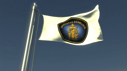 a flag that says universitas brawijaya is flying in the wind