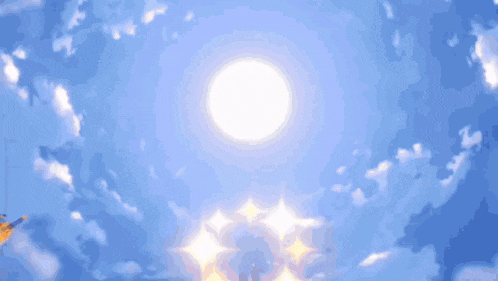 a rocket is flying through the air with the sun shining through it
