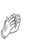 a black and white drawing of a praying hand with a ring on a white background .