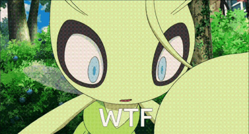 a cartoon character says wtf in front of a green background