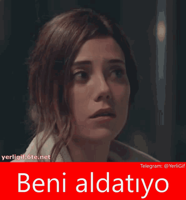 a picture of a woman with her eyes closed and the words beni aldatiyo