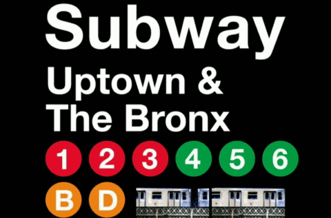 a sign for subway uptown and the bronx with numbers 1 through 6