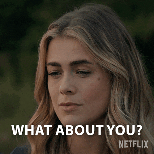 a picture of a woman with the words what about you on it