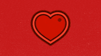 a red heart with a black outline on a red background
