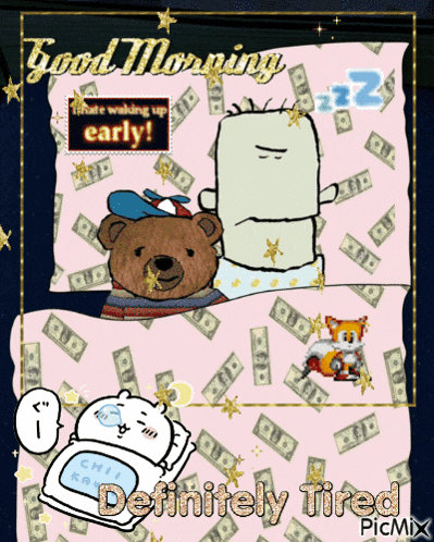 a good morning greeting card with a bear and a fox