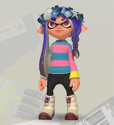 a cartoon character is wearing a striped shirt and a purple headband