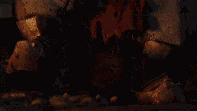 a close up of a person 's feet in a dark area