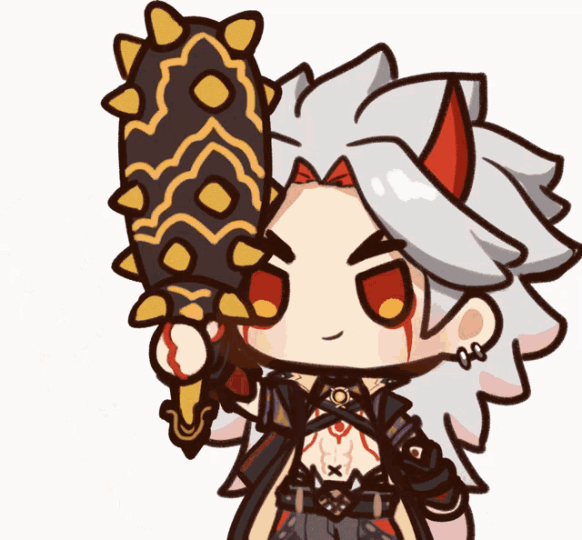 a cartoon drawing of a person holding a weapon