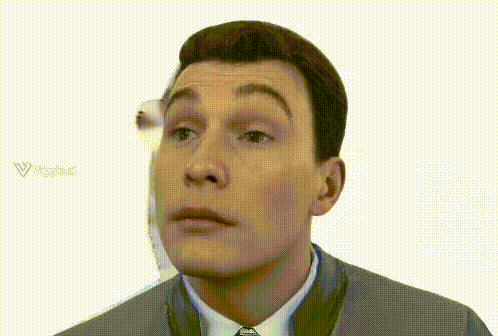 a man in a suit and tie is looking at something with a white background