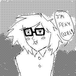 a pixel art drawing of a girl wearing glasses and a sweater