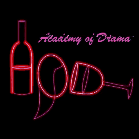 a neon sign of a wine bottle and a wine glass