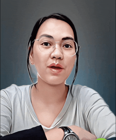 a woman wearing glasses and a watch is looking at the camera