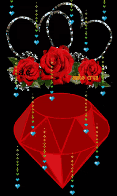 a picture of red roses and a red diamond with the name anita crue at the bottom