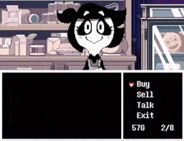 a black and white cartoon character is standing in front of a refrigerator in a video game .