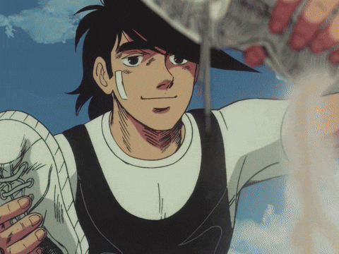a man with a bandage on his face is pouring something into another person 's hand