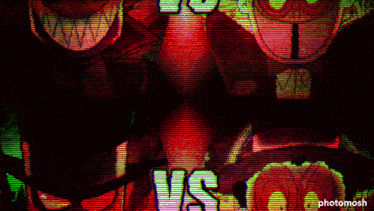 a screen shows two cartoon characters and the words vs.