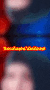 a red and blue background with the words assalamu ' alaikum