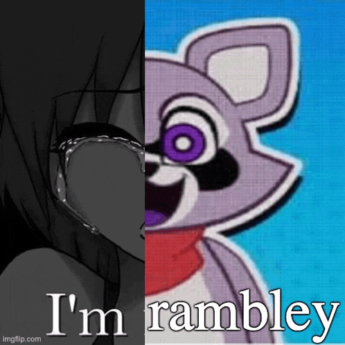 a picture of a girl crying next to a picture of a stuffed animal with the words `` i 'm rambley ''