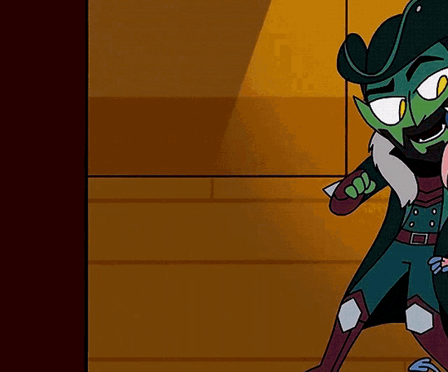 a cartoon character is standing next to a girl in a superhero costume