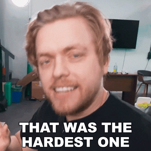 a man says that was the hardest one in front of a television