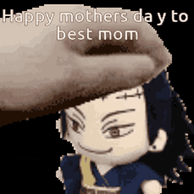 a picture of a stuffed animal with the words happy mothers day to best mom written on it