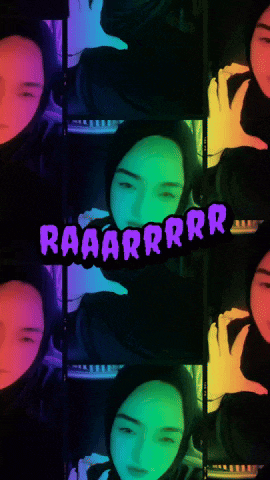 a woman wearing a hijab is surrounded by a rainbow of colors and the word raaarrrr